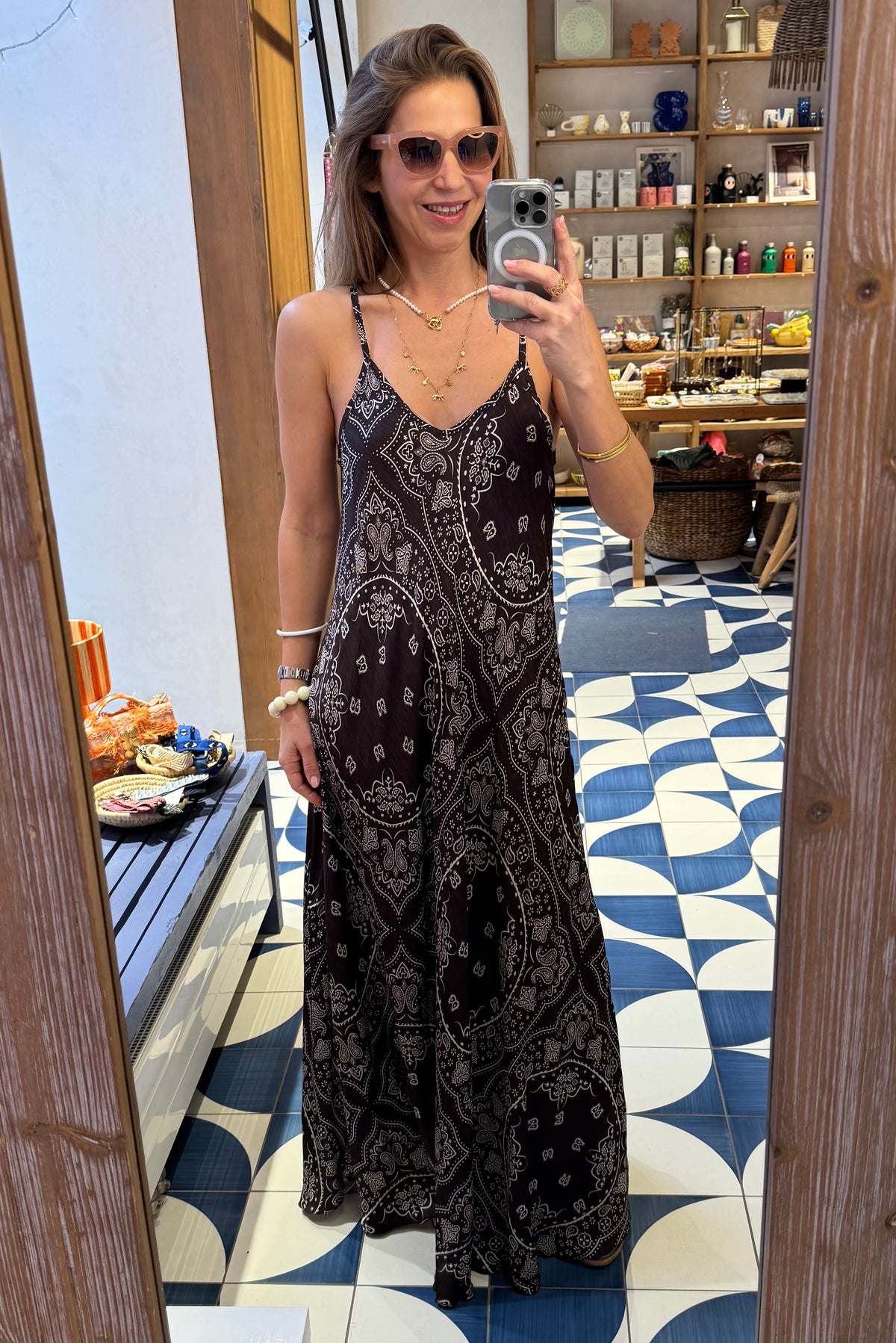 STRAPPY VISCOSE DRESS „BANDANA“ CHOCOLAT