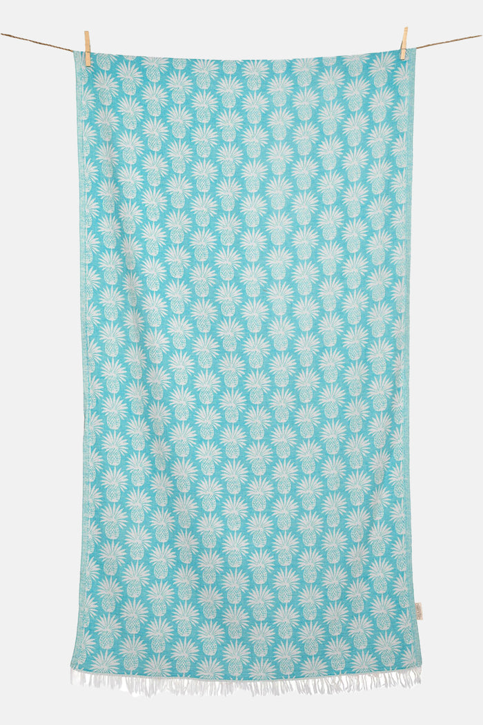 WOVEN BEACH TOWEL "ANANAS" TURQUOISE