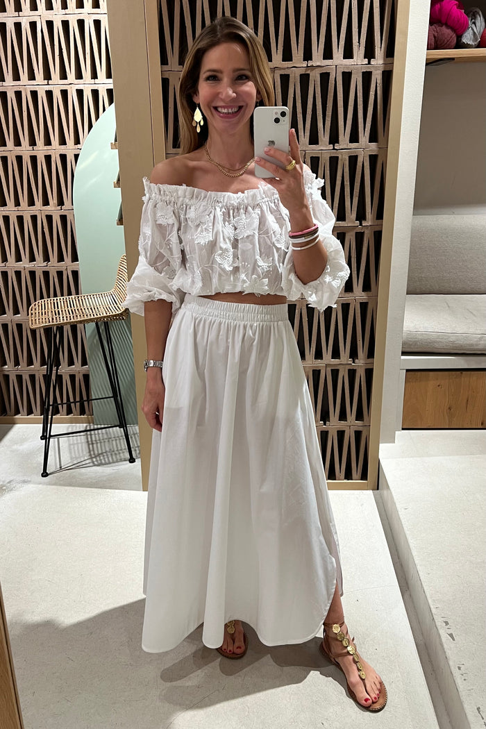 OFF SHOULDER CROP TOP "ALKMINI" WHITE