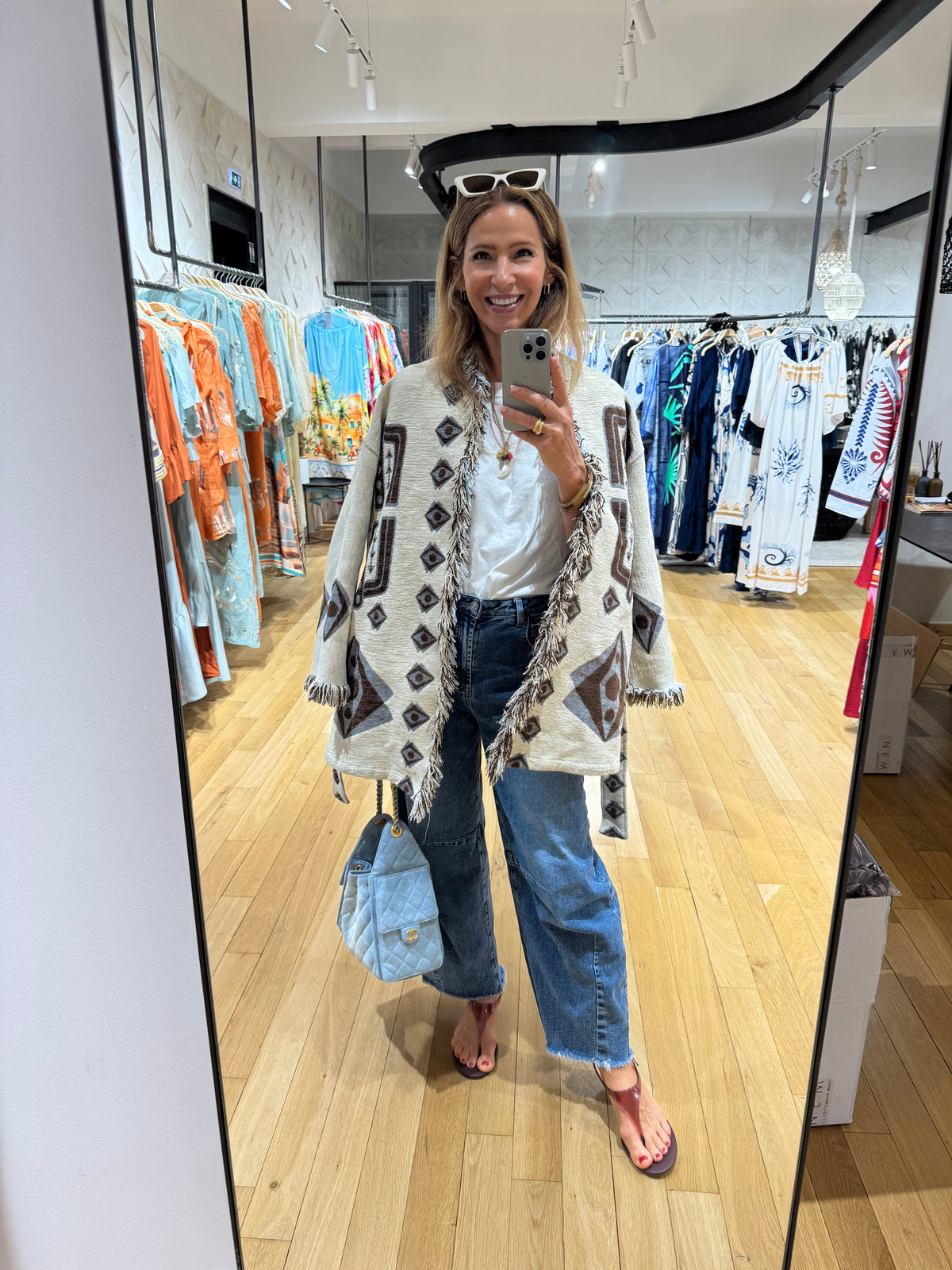 *PREORDER* OVERSIZED JACQUARD KIMONO JACKET "ELEA" ECRU