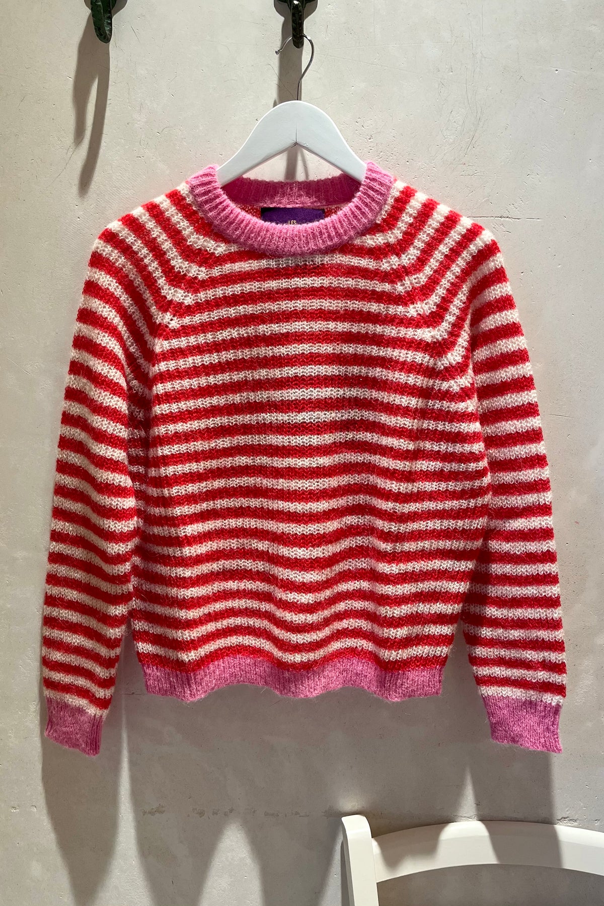 ALPACA PULLOVER "CRISTINA" RED/WHITE/CANDY PINK