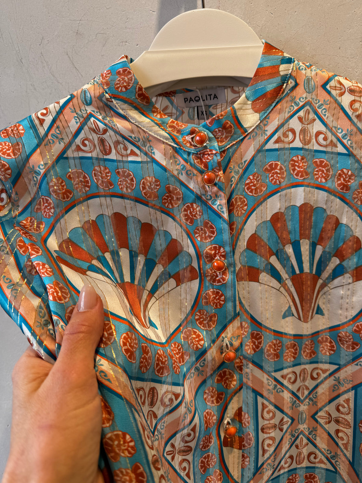 SILK BLOUSE WITH LUREX DETAILS "CERAMICA" MULTICOLOR