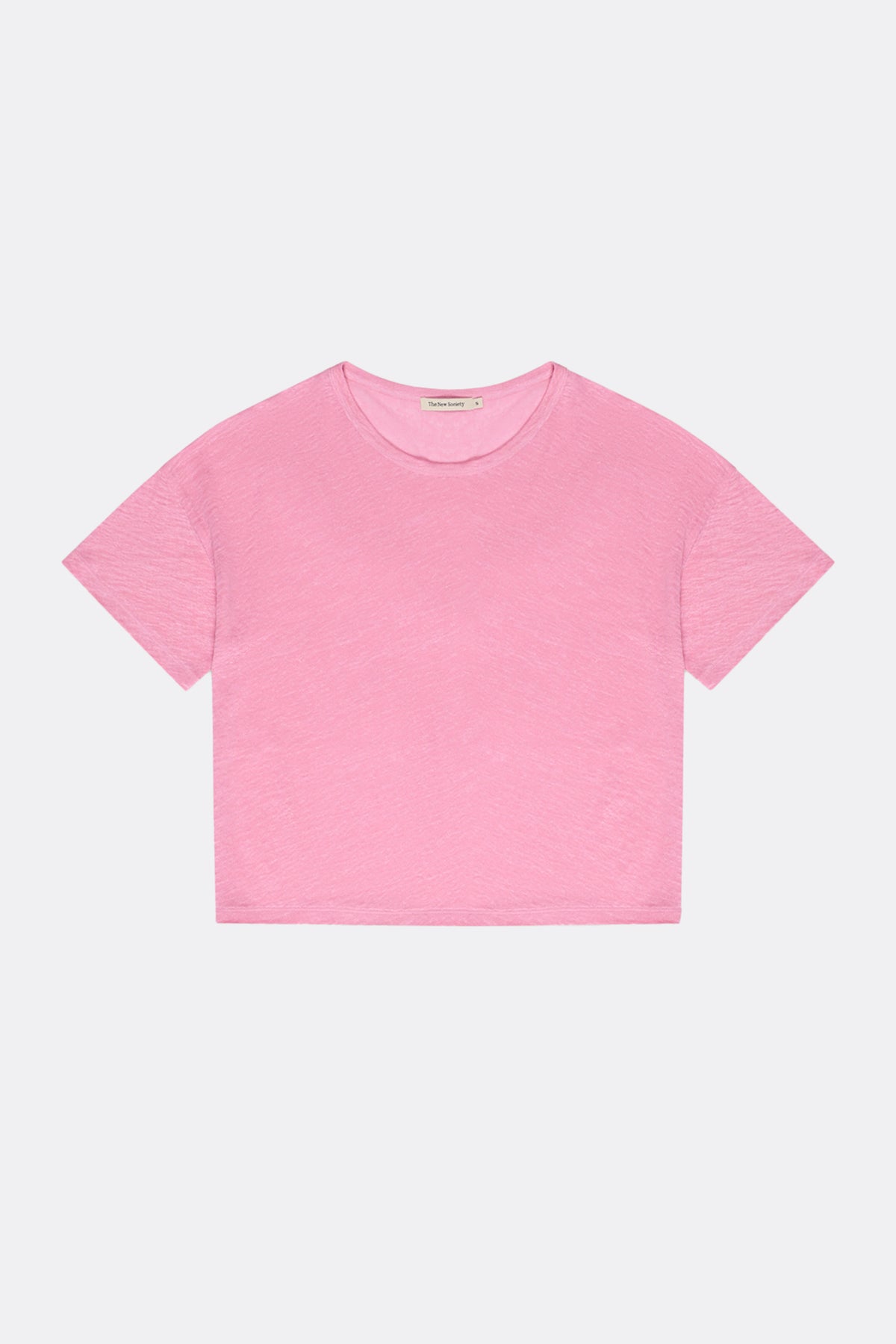 OVERSIZED CROPPED LINEN T-SHIRT "LYRA" HIBISCUS