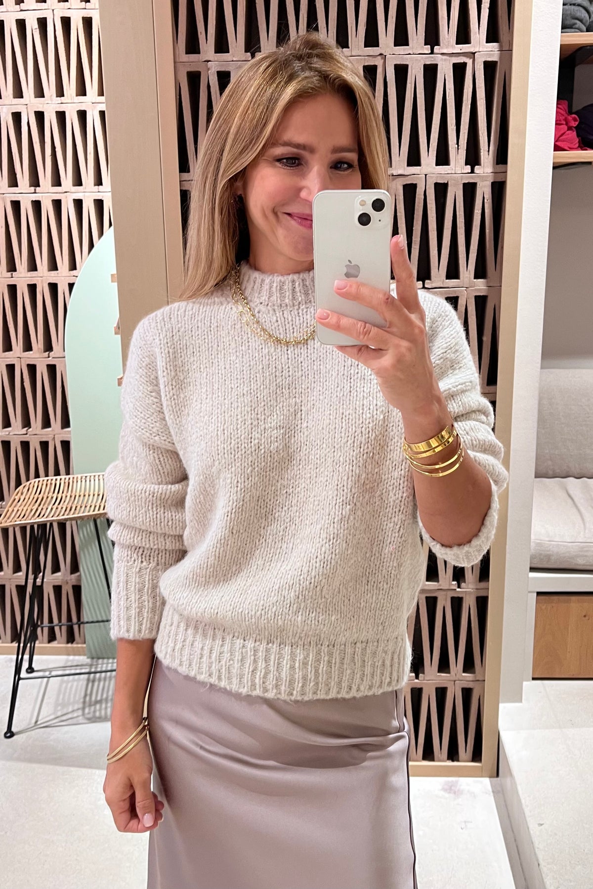 KNIT PULLOVER “COZY” CHALK