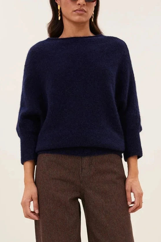 OVERSIZED ALPACA PULLOVER "KYOTO" NAVY