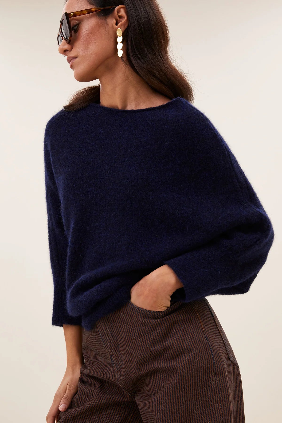 OVERSIZED ALPACA PULLOVER "KYOTO" NAVY