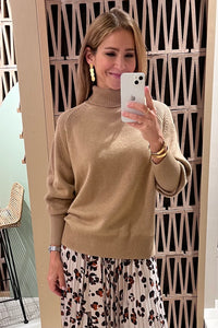 PURE CASHMERE TURTLENECK PULLOVER CAMEL