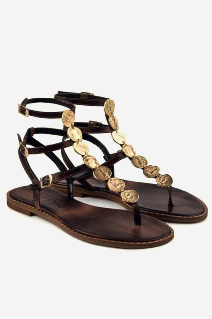 GLADIATOR SANDALS CHOCOLATE/GOLD