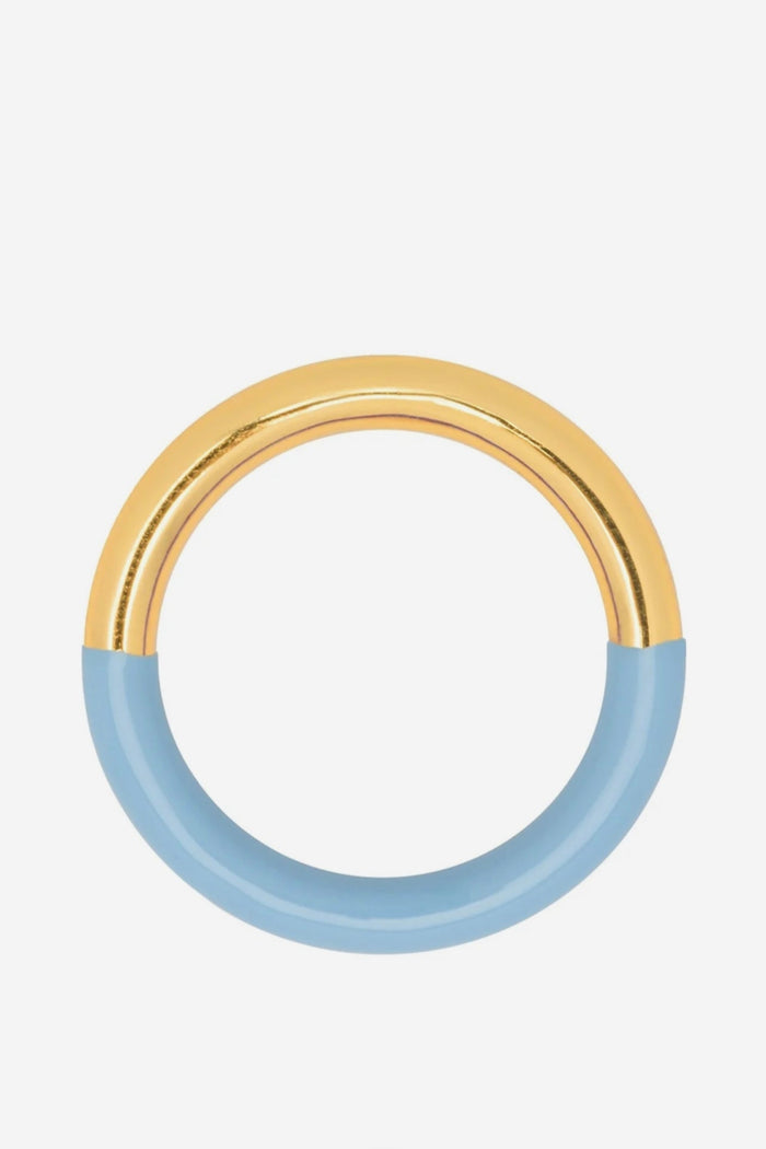 DOUBLE ENAMEL RING "LULU" LIGHT BLUE/GOLD