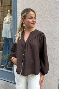 BLOUSE WITH BUTTONS "MALIA" CHOCOLATE