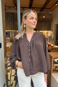 BLOUSE WITH BUTTONS "MALIA" CHOCOLATE