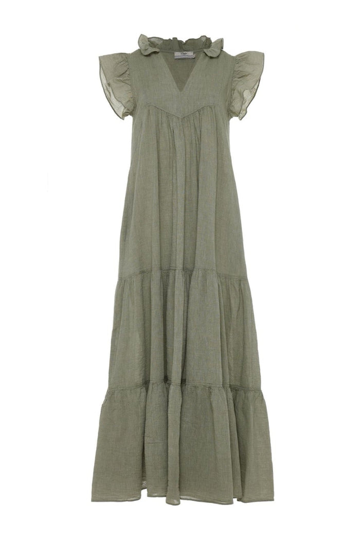 LONG COTTON GAZE DRESS "THIRA" KHAKI