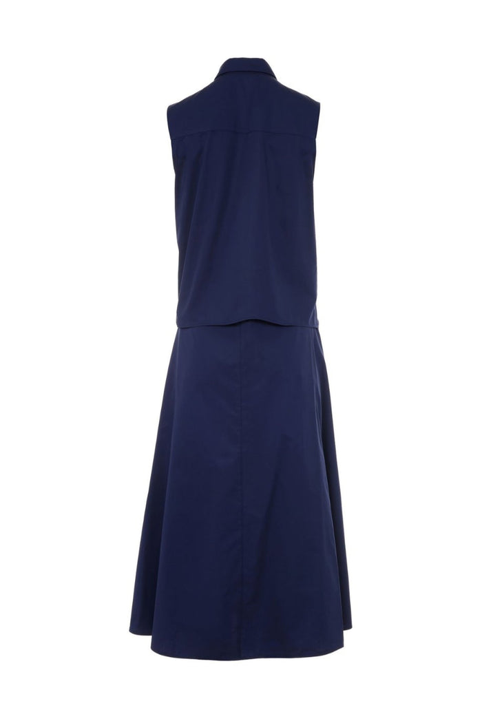 MIDI SLEEVELESS COTTON DRESS "EVIA" NAVY