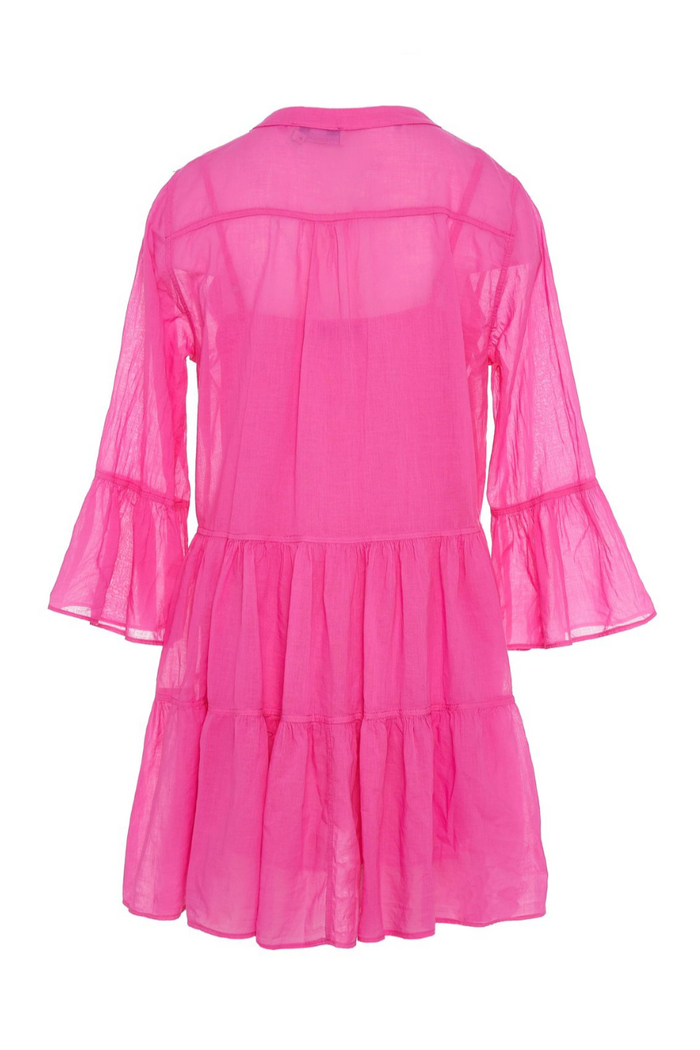 OVERSIZED SHORT COTTON DRESS "VOILE" NEON PINK