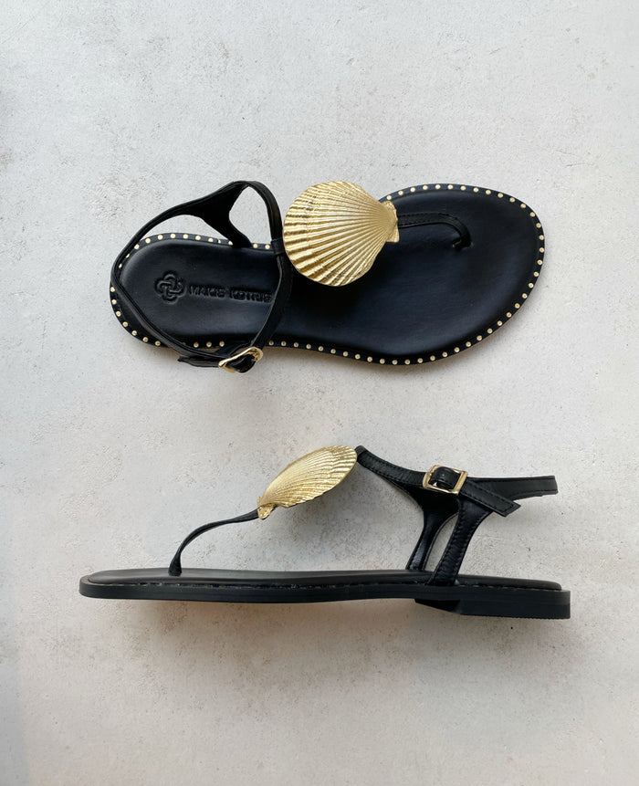 SANDALS "KELYFOS" GOLD RIM BLACK