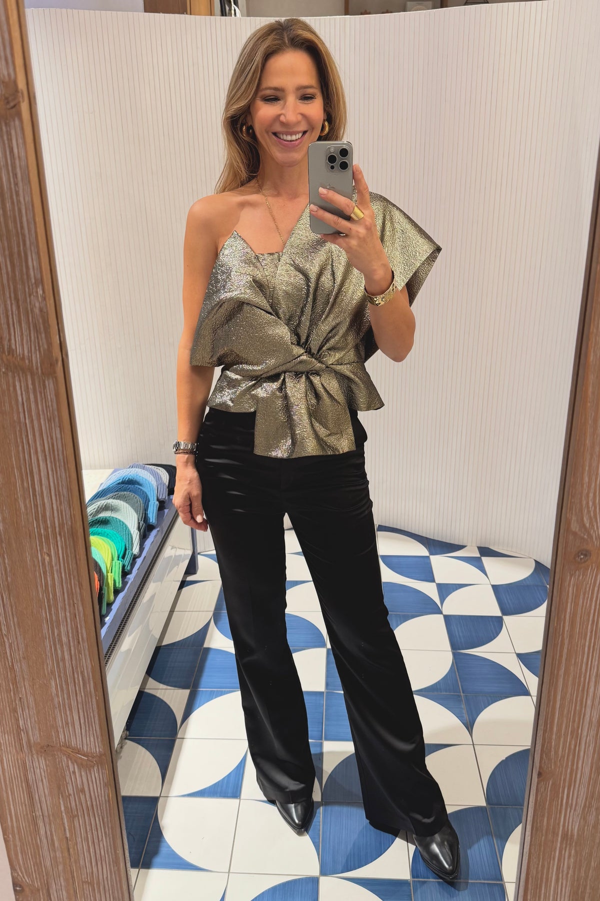 SATIN SUIT PANTS "DANIELLE" BLACK