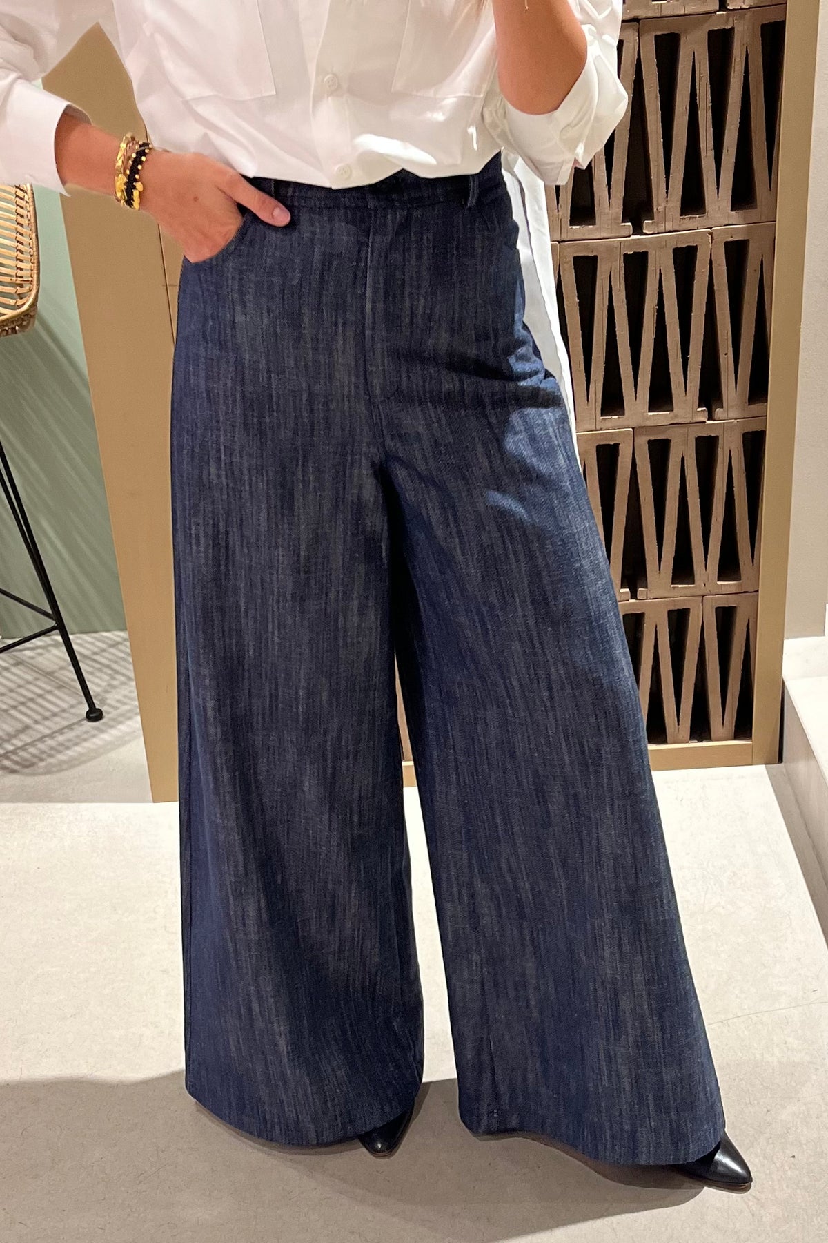 HIGHWAIST WIDE DENIM PANTS "MOUTAKI"