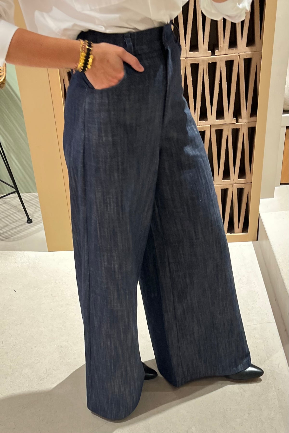 HIGHWAIST WIDE DENIM PANTS "MOUTAKI"