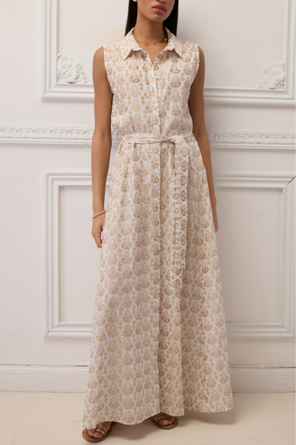 LONG SLEEVELESS DRESS "CANNES" WHITE