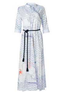 LONG COTTON DRESS "AEGEAN MYTH" LIGHT BLUE