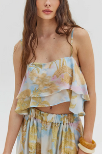 CROP TOP WITH RUFFLES "SKY" MULTICOLOR