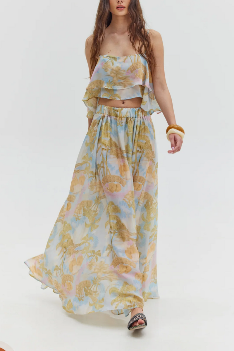 CROP TOP WITH RUFFLES "SKY" MULTICOLOR
