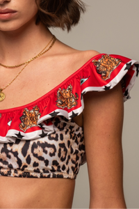 BIKINI WITH RUFFLES "MENAGERIE" LEO