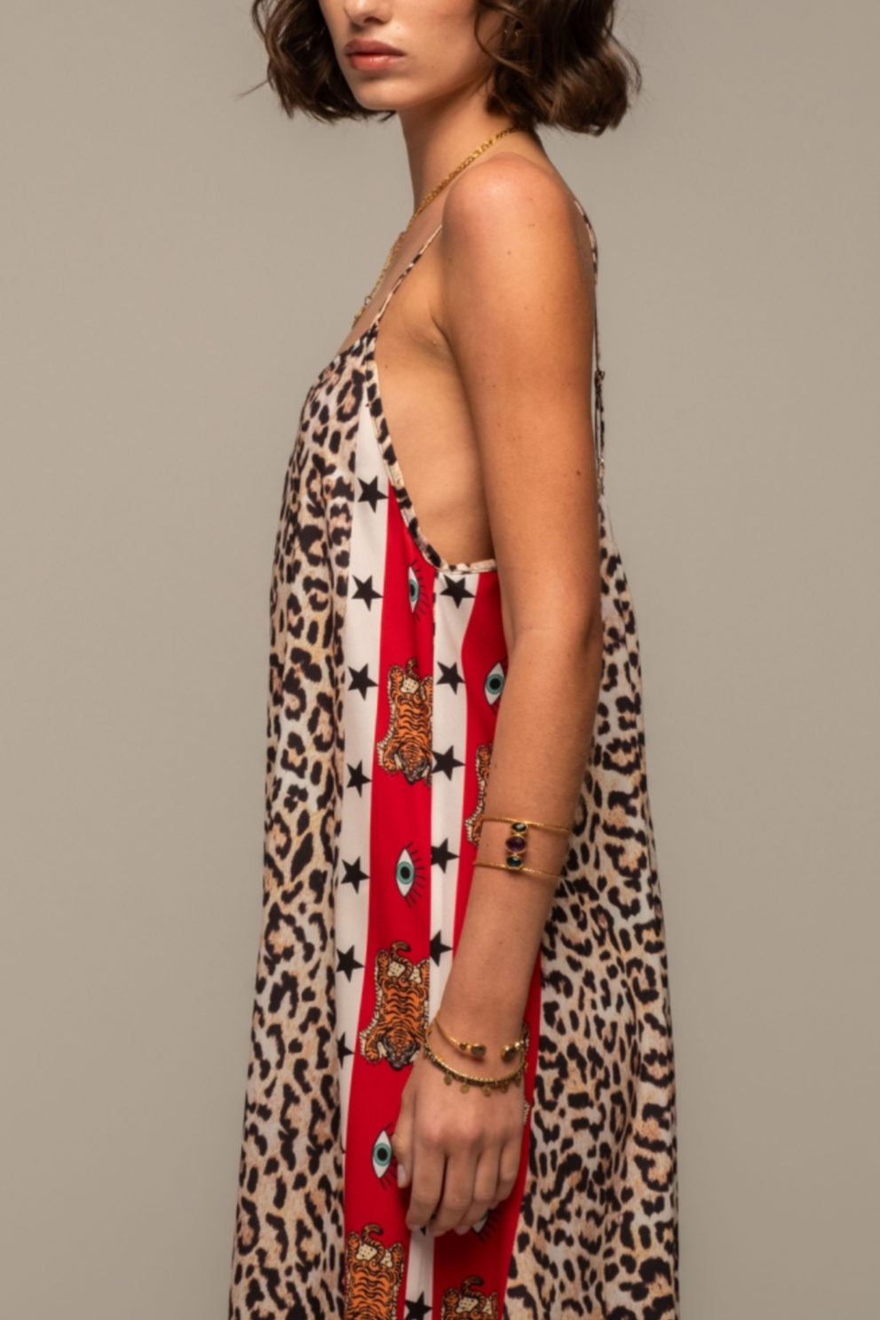 STRAPPY MIDI DRESS "MENAGERIE" LEO