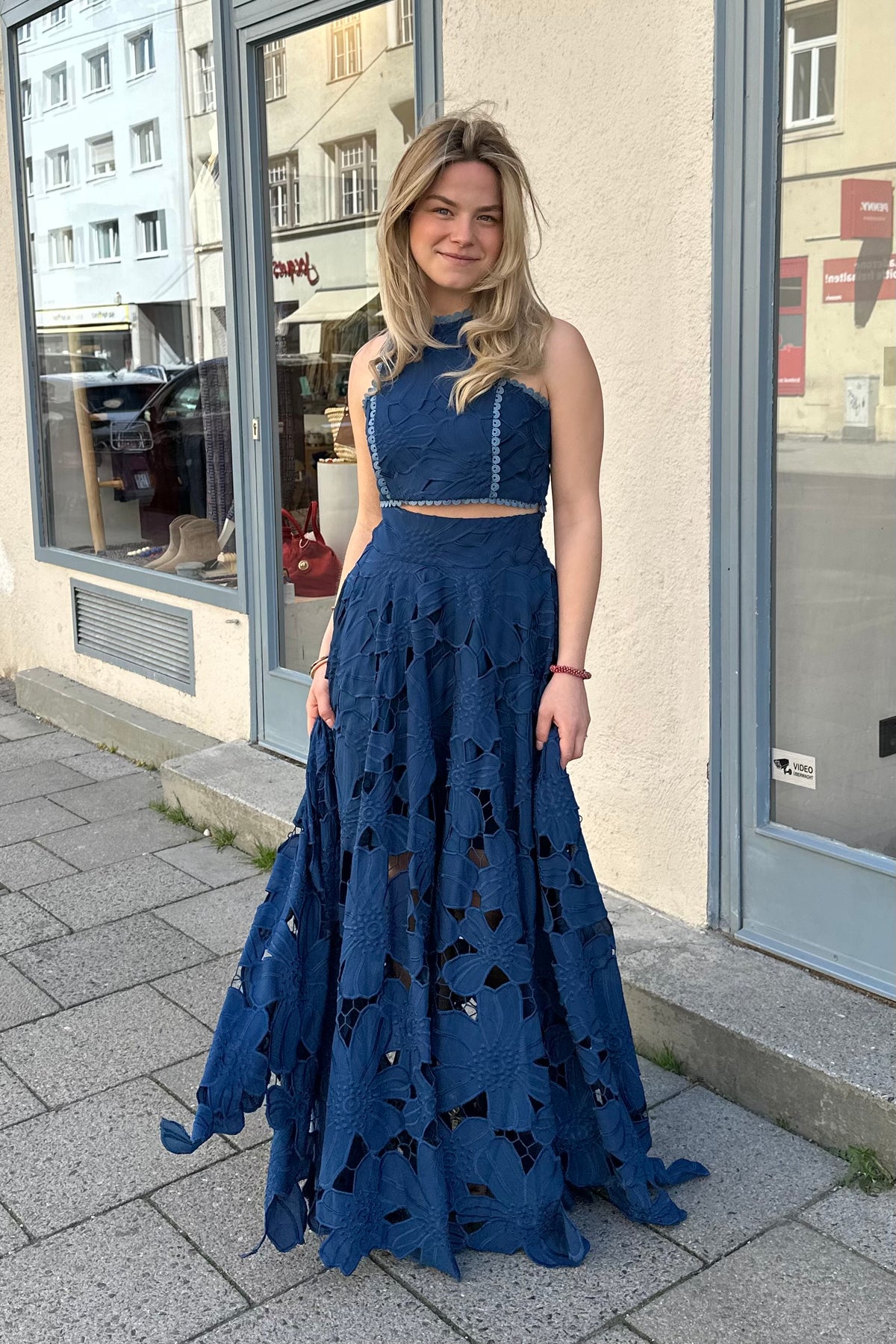LONG LACE SKIRT "CALLISTO" ROYAL BLUE