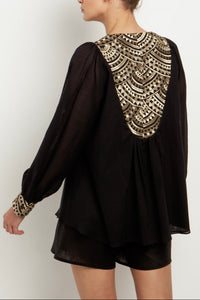 OVERSIZED COTTON BLOUSE "TRIANGLE" BLACK/GOLD