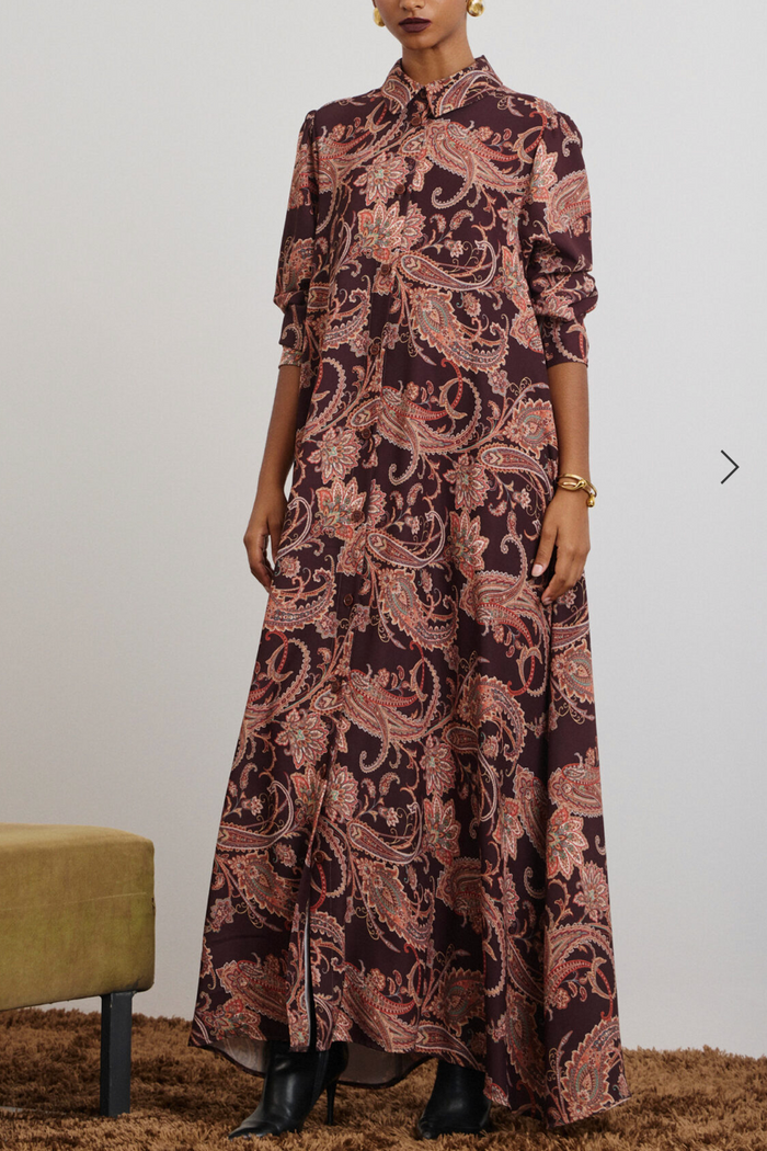 LONG DRESS WITH PAISLEY PRINT MULTICOLOR