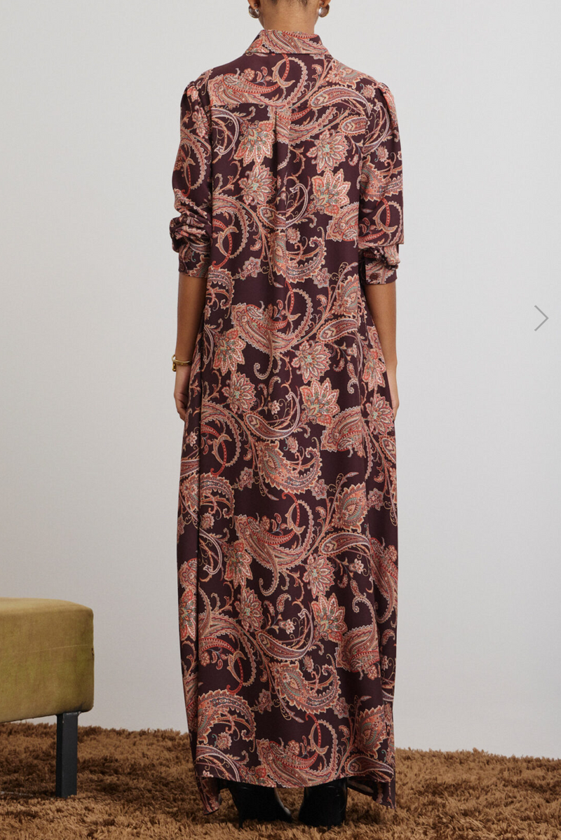 LONG DRESS WITH PAISLEY PRINT MULTICOLOR