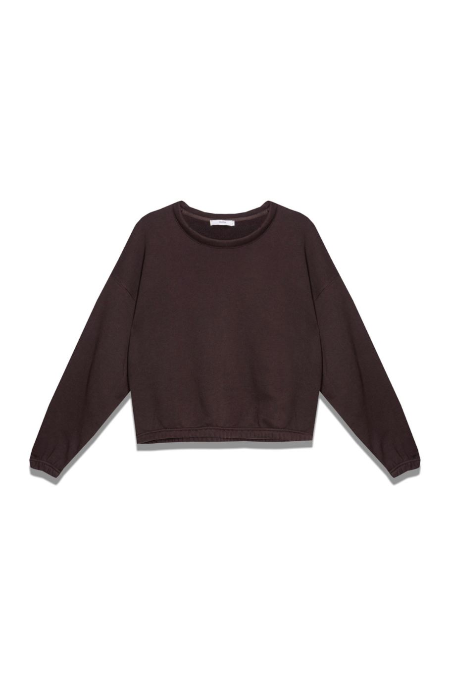 CROPPED COTTON SWEATSHIRT BROWN