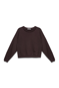 CROPPED COTTON SWEATSHIRT BROWN