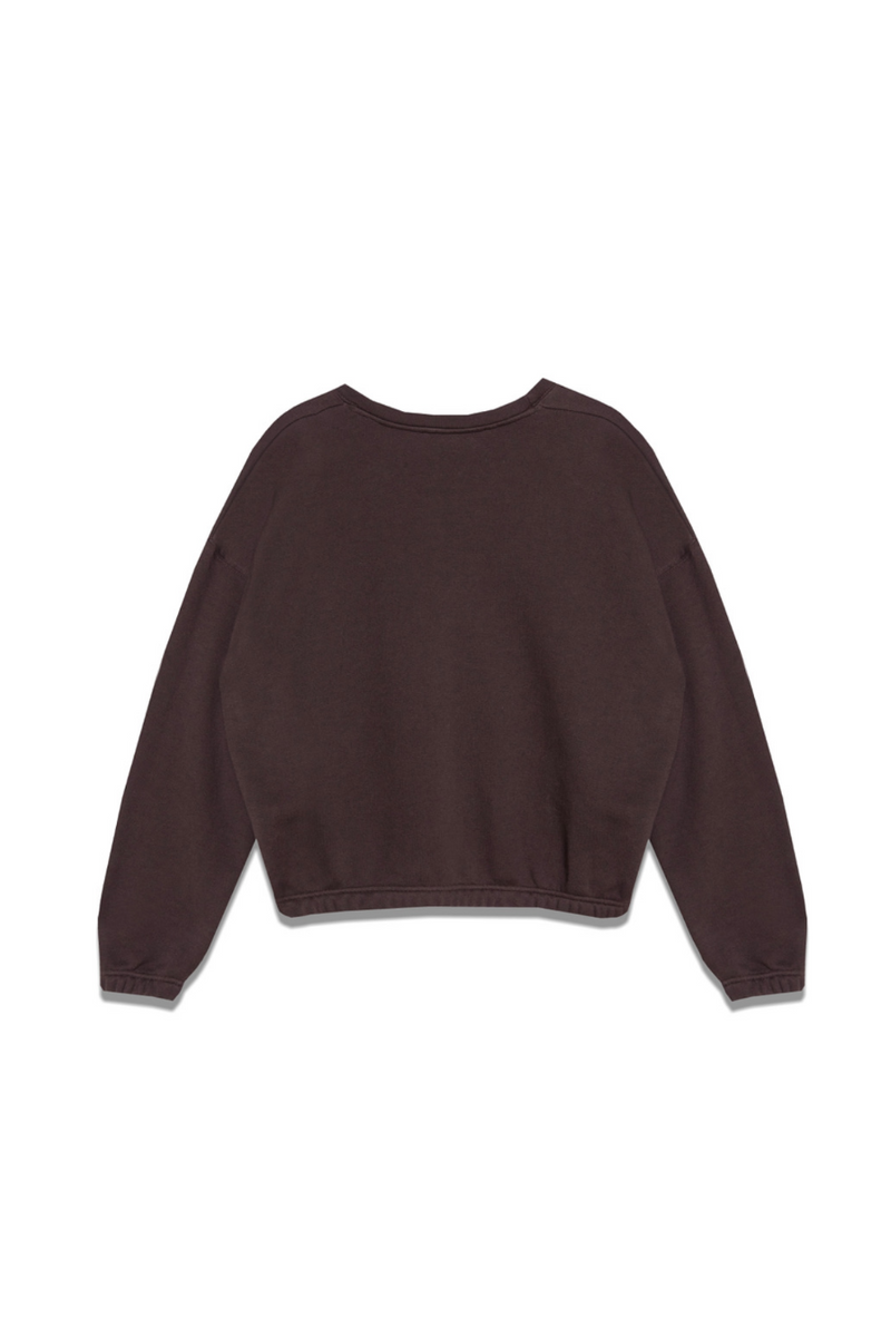 CROPPED COTTON SWEATSHIRT BROWN
