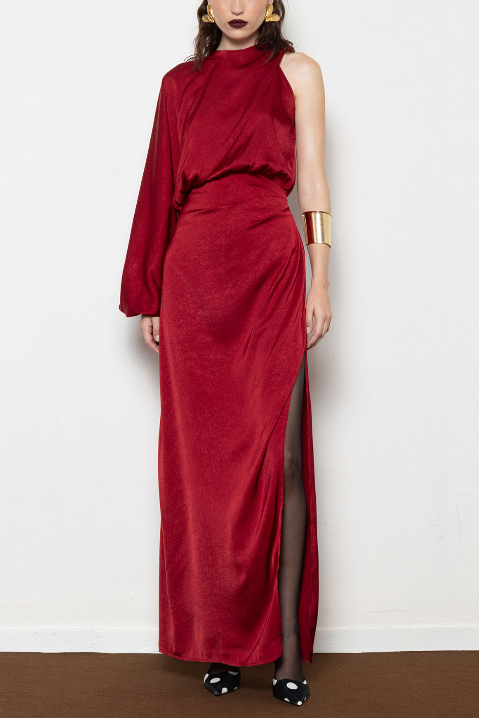 LONG ASYMMETRIC DRESS “MILLIE” RED