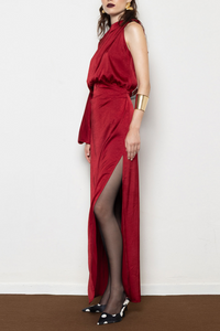 LONG ASYMMETRIC DRESS “MILLIE” RED