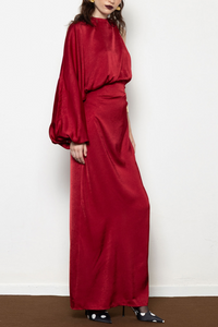 LONG ASYMMETRIC DRESS “MILLIE” RED