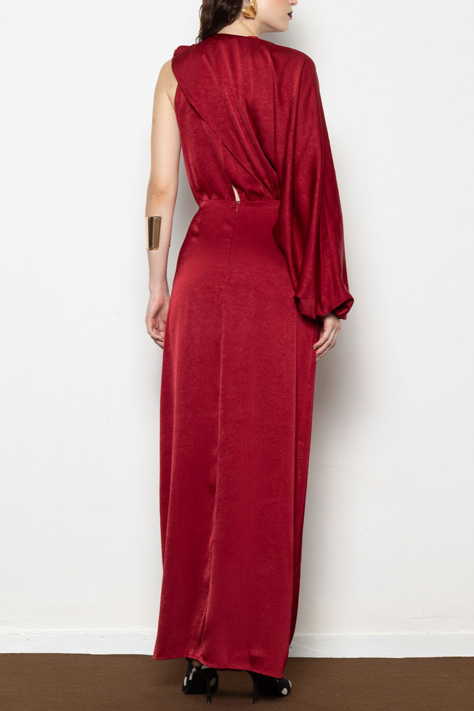 LONG ASYMMETRIC DRESS “MILLIE” RED