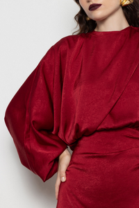 LONG ASYMMETRIC DRESS “MILLIE” RED