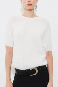SOFT ALPACA-MIX SHORT SLEEVE PULLOVER IVORY
