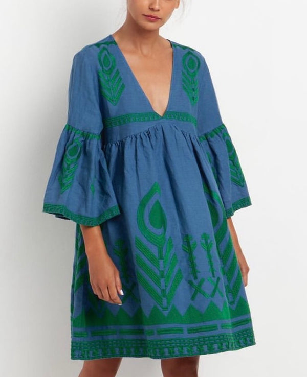 SHORT LINEN DRESS "FEATHER