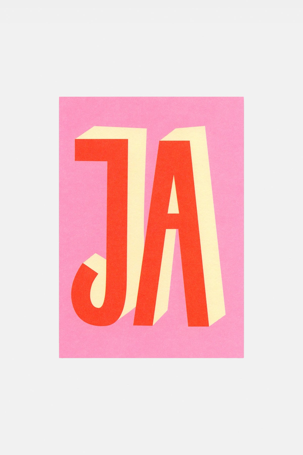GREETING CARD "JA" PINK/RED