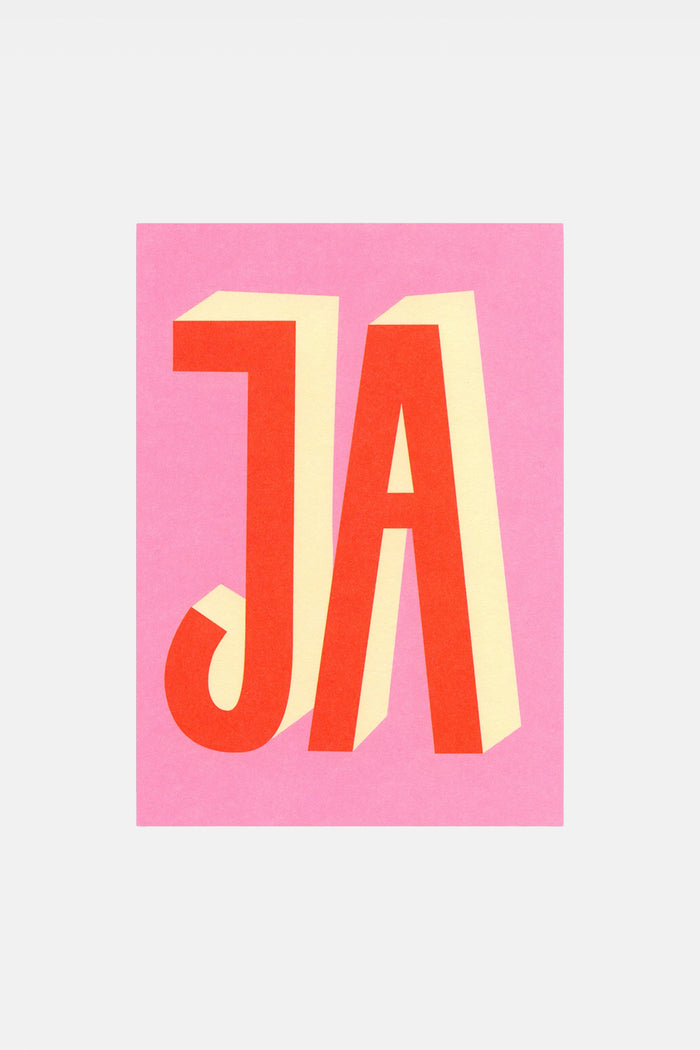 GREETING CARD "JA" PINK/RED