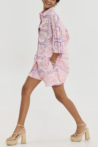 OVERSIZED EMBROIDERED COTTON BLOUSE "JANNA" PALE PINK/LILAC