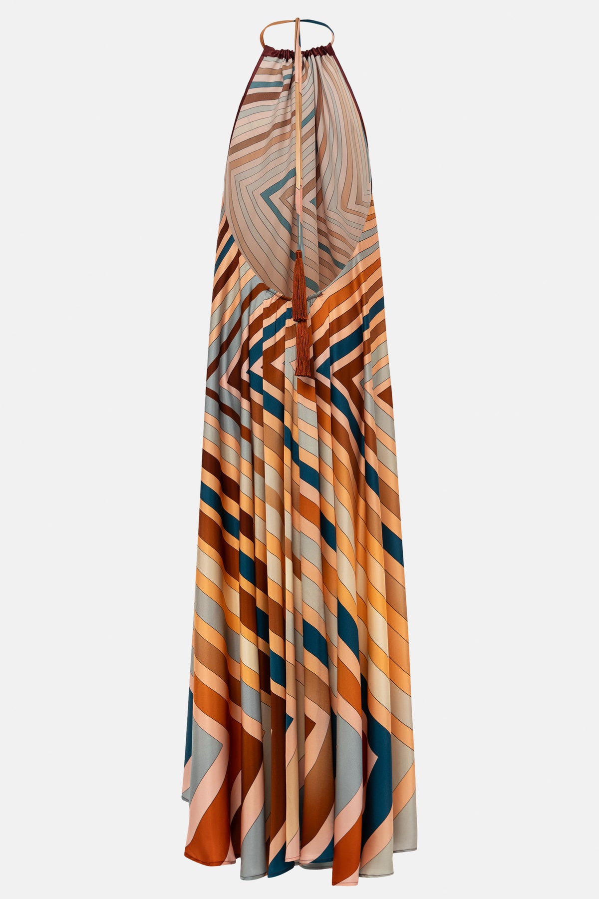 LONG SILKY BACKLESS DRESS "JENNIFER" RAINBOW WHEEL