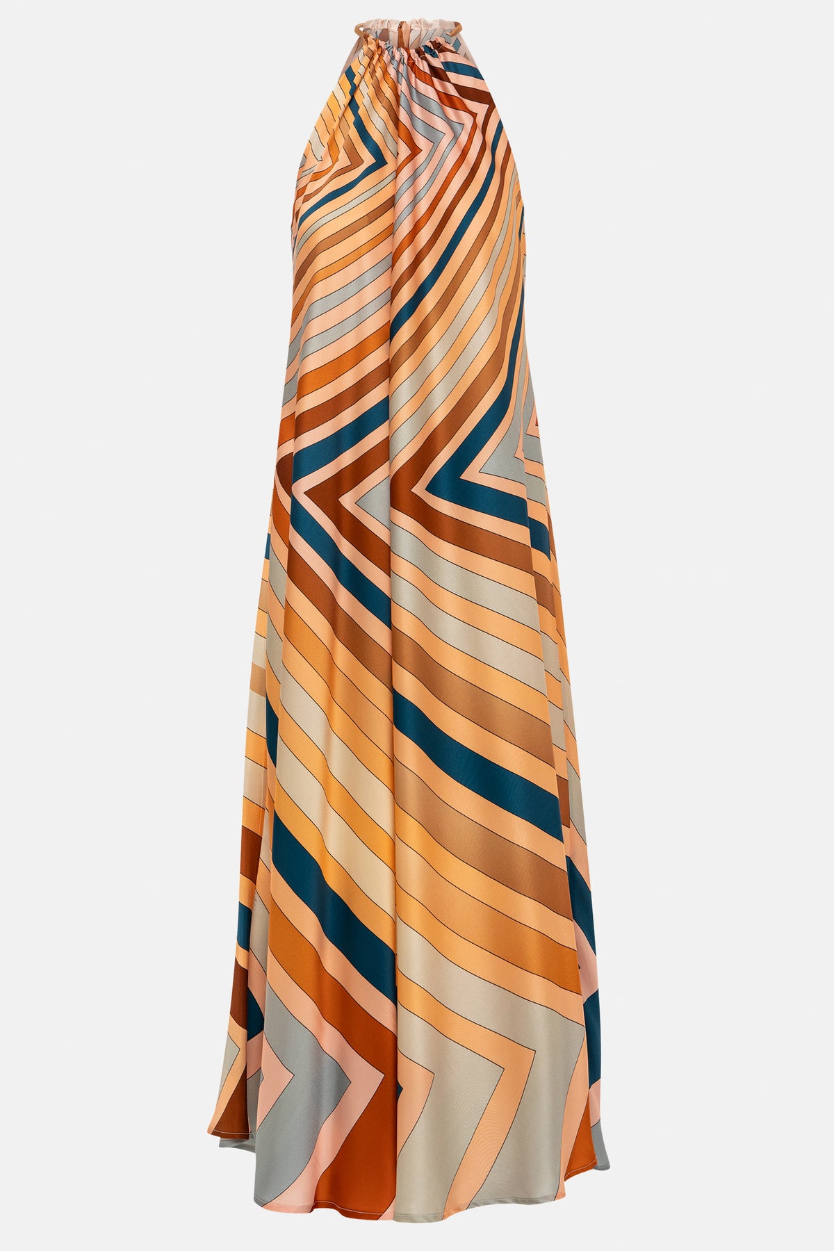 LONG SILKY HALTER NECK DRESS "JULIA" RAINBOW WHEEL