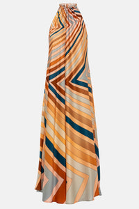 LONG SILKY HALTER NECK DRESS "JULIA" RAINBOW WHEEL