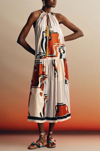 MIDI COTTON HALTER NECK DRESS "JULIA" GAITIS STRIPES