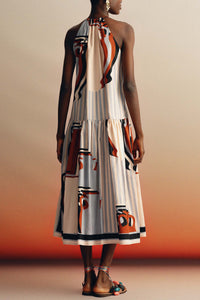 MIDI COTTON HALTER NECK DRESS "JULIA" GAITIS STRIPES
